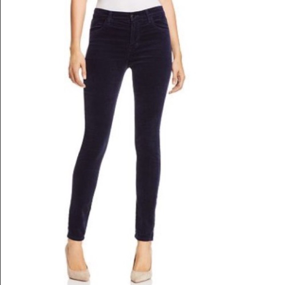 J Brand Maria Velvet high rise Skinny Jeans‎ in Night Out navy blue